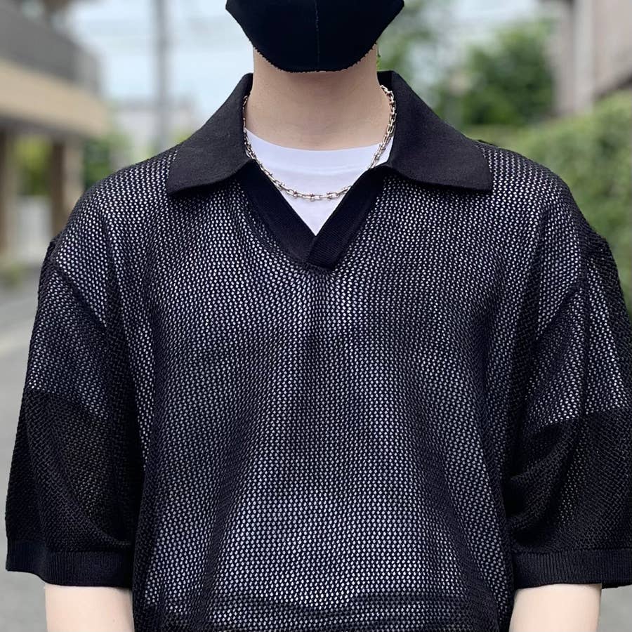 画像・動画】GU「メッシュニットスキッパーポロシャツ」レイヤードする 