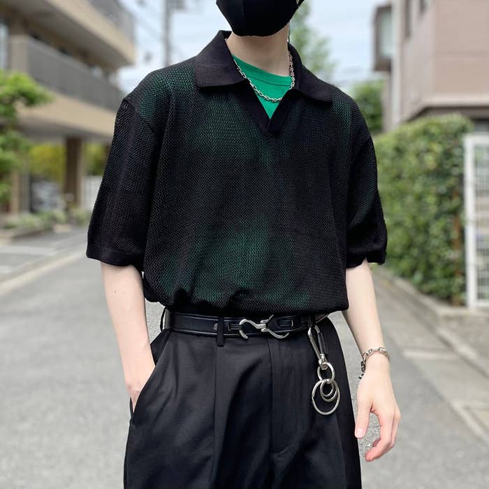 GU（ジーユー）のおすすめのメンズアイテム「メッシュニットスキッパーポロシャツ（5分袖）」