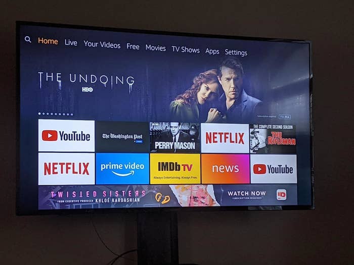 Reviewer&#x27;s wall-mounted TV on home page