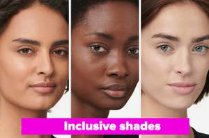 models with three skin tones all wearing the same foundation
