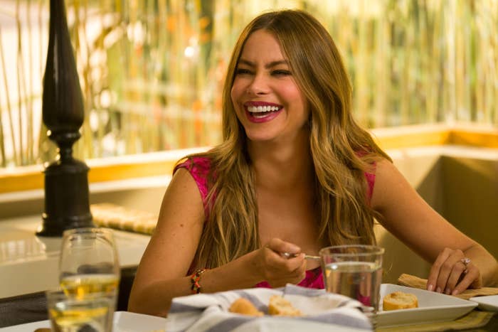 Sofia Vergara laughing in Modern Family
