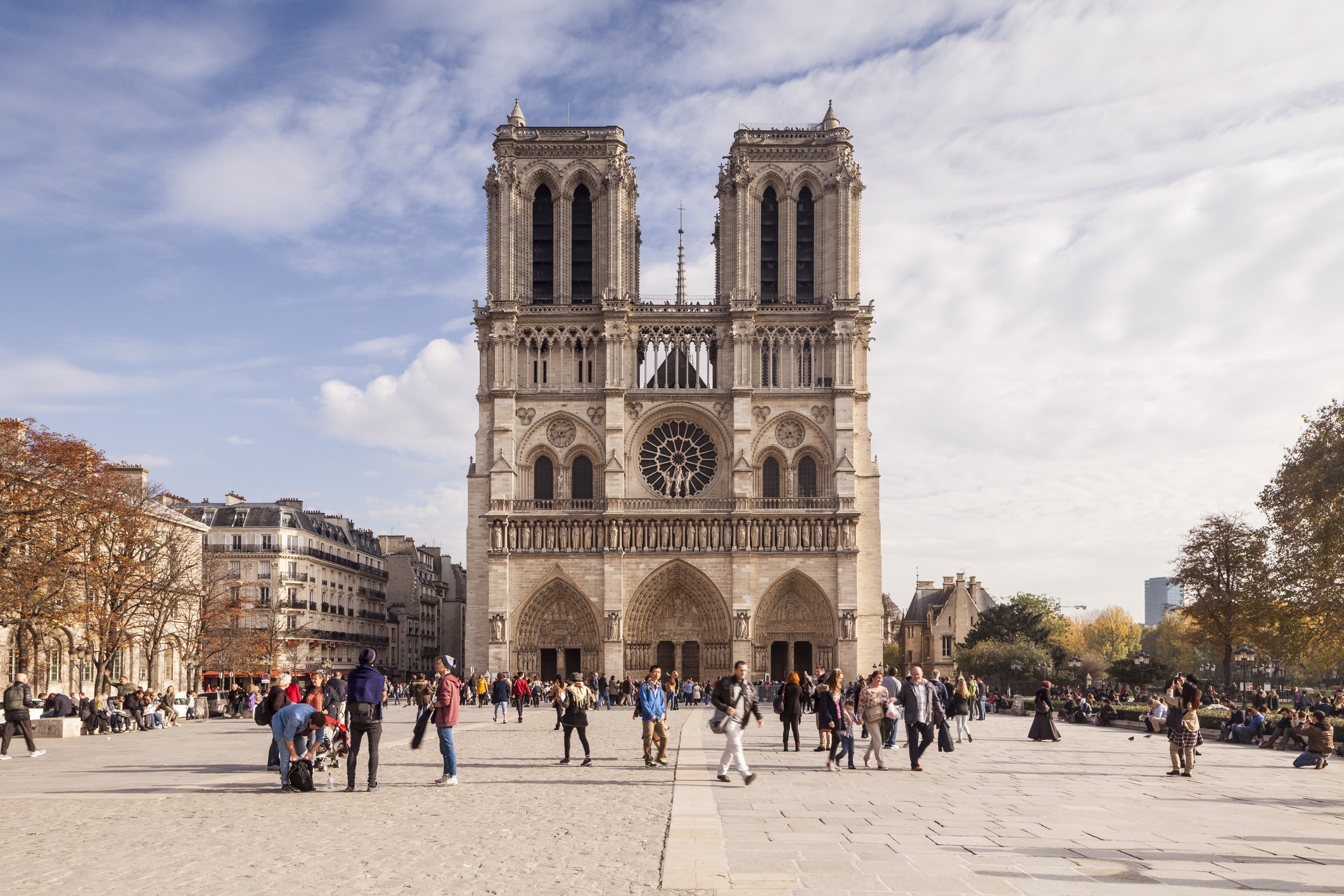 The exterior of Notre Dame Cathedral in Paris