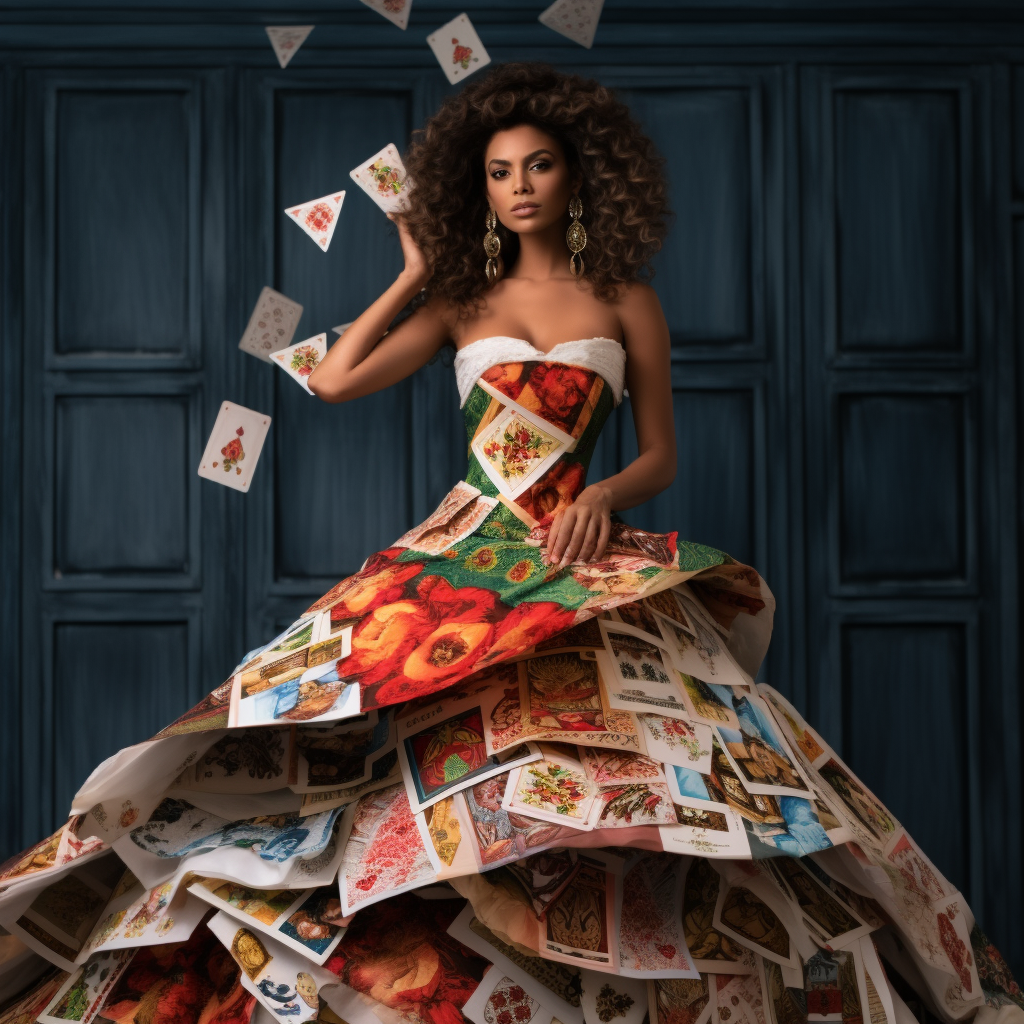 gown made of a deck of cards