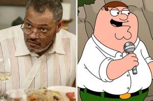 Laurence Fishburne in black-ish and Peter Griffin in Family Guy