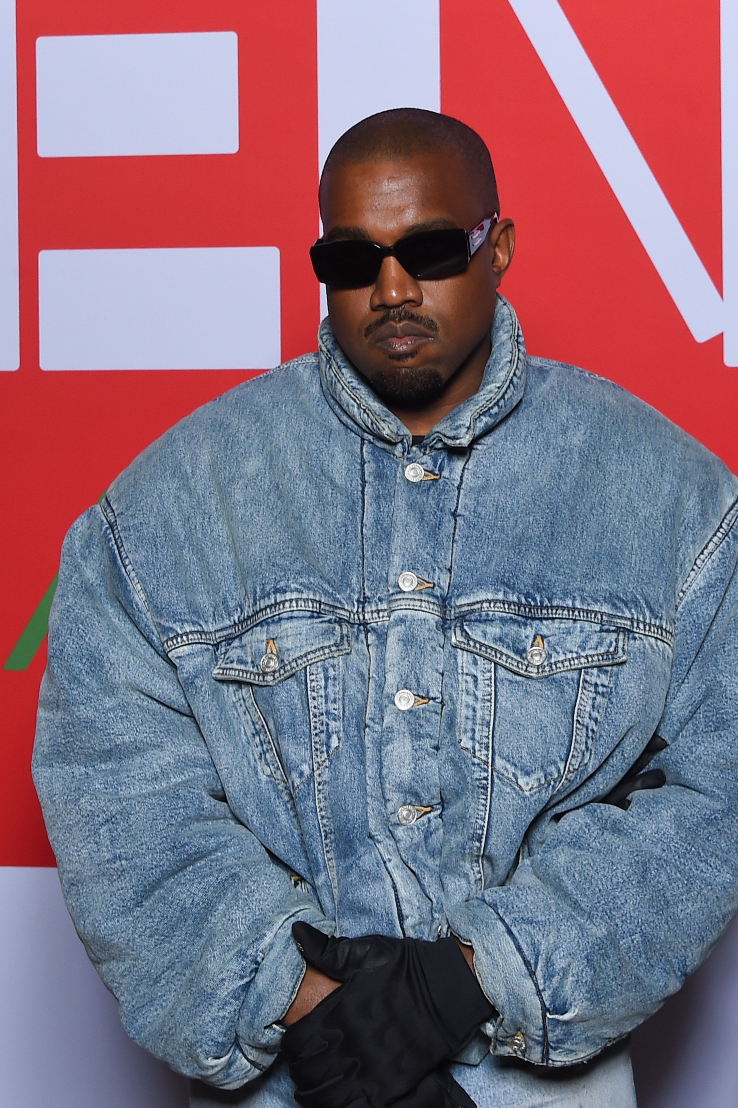 A closeup of Kanye