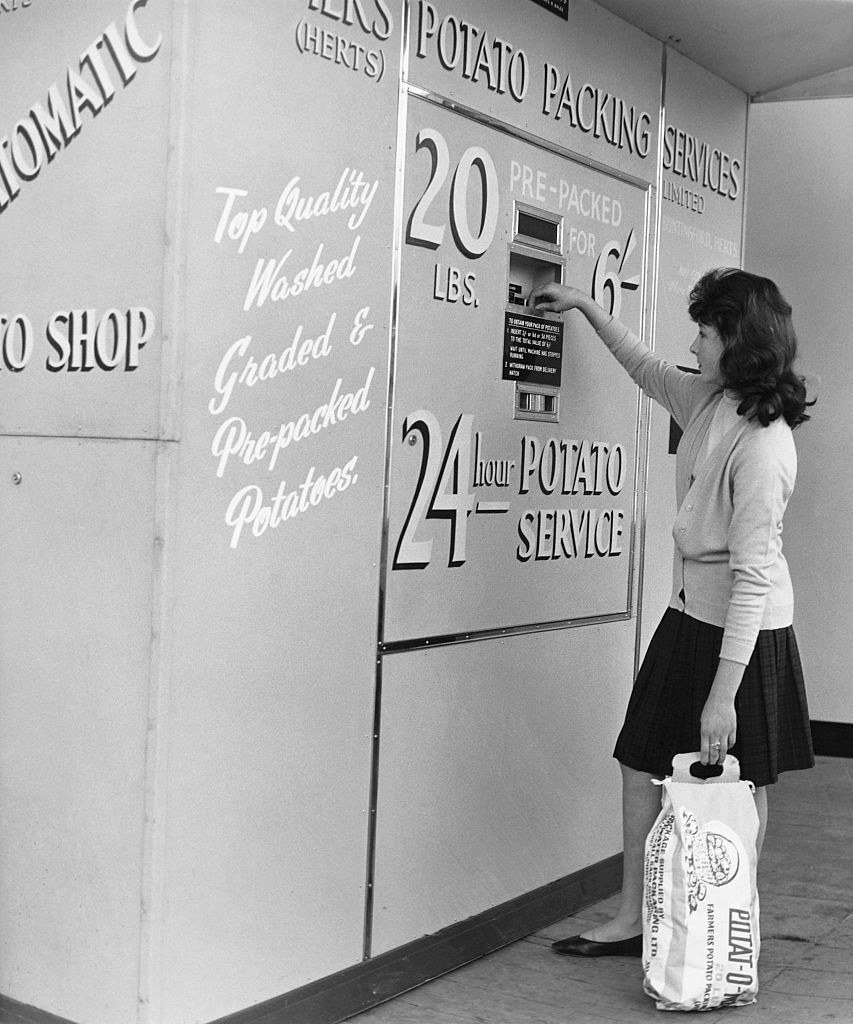 woman at a vending machine