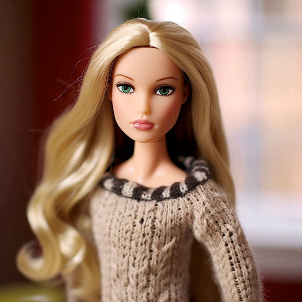 A Barbie wearing sweater
