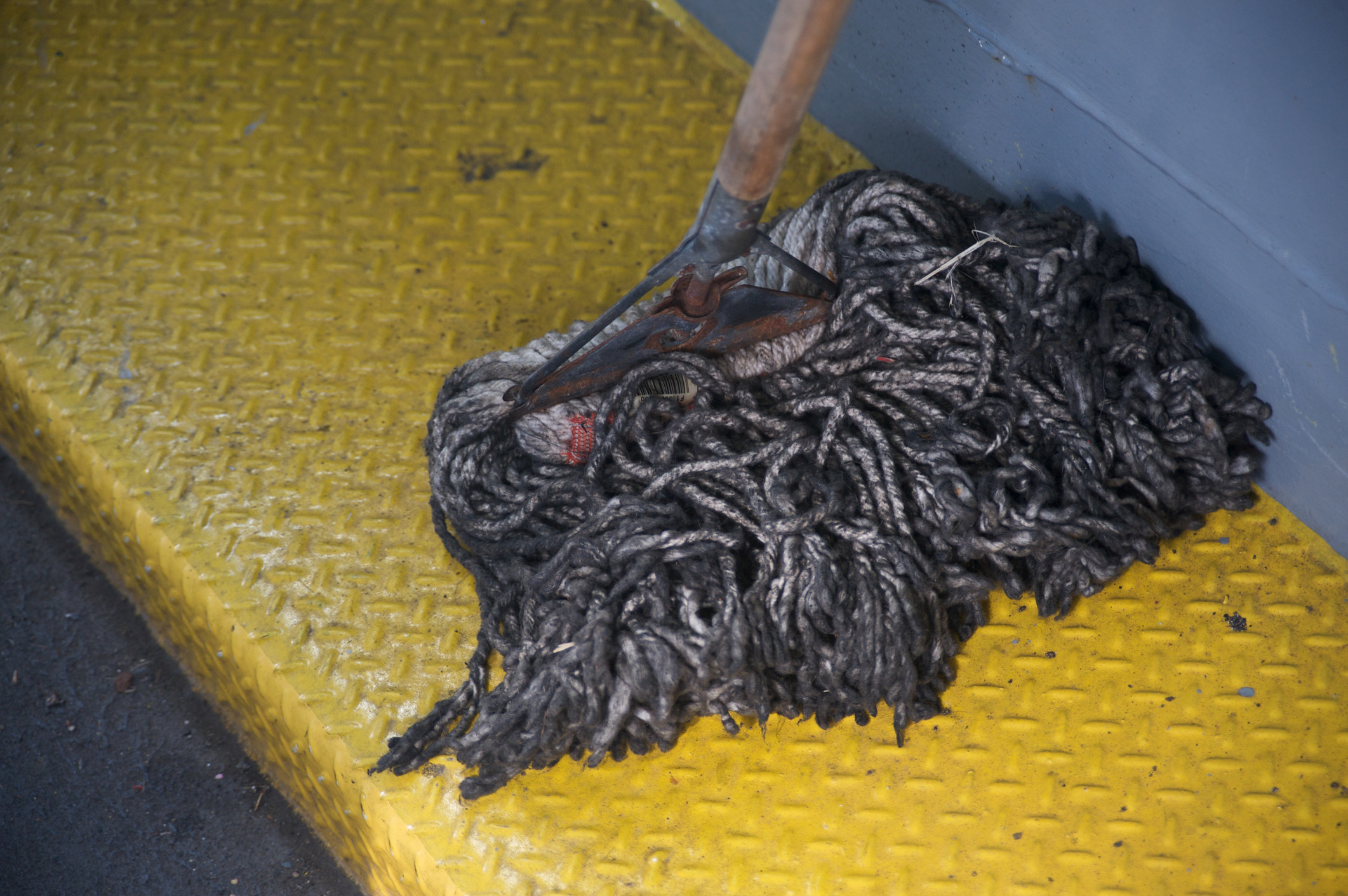 Closeup of a dirty mop