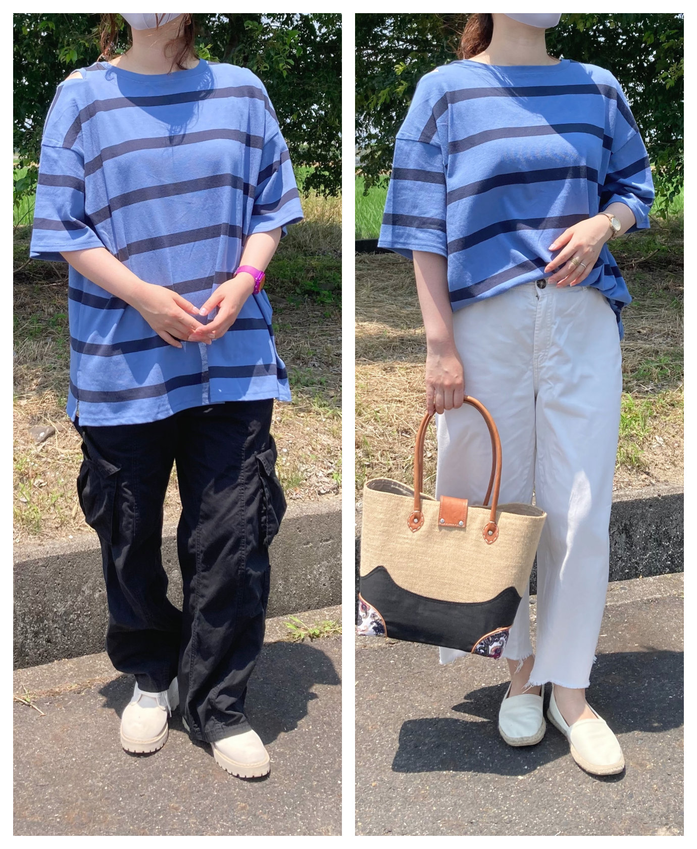 niko and…(ニコアンド)のオススメのトップス「ショルダースリットボーダー半袖プルオーバー」のコーディネート