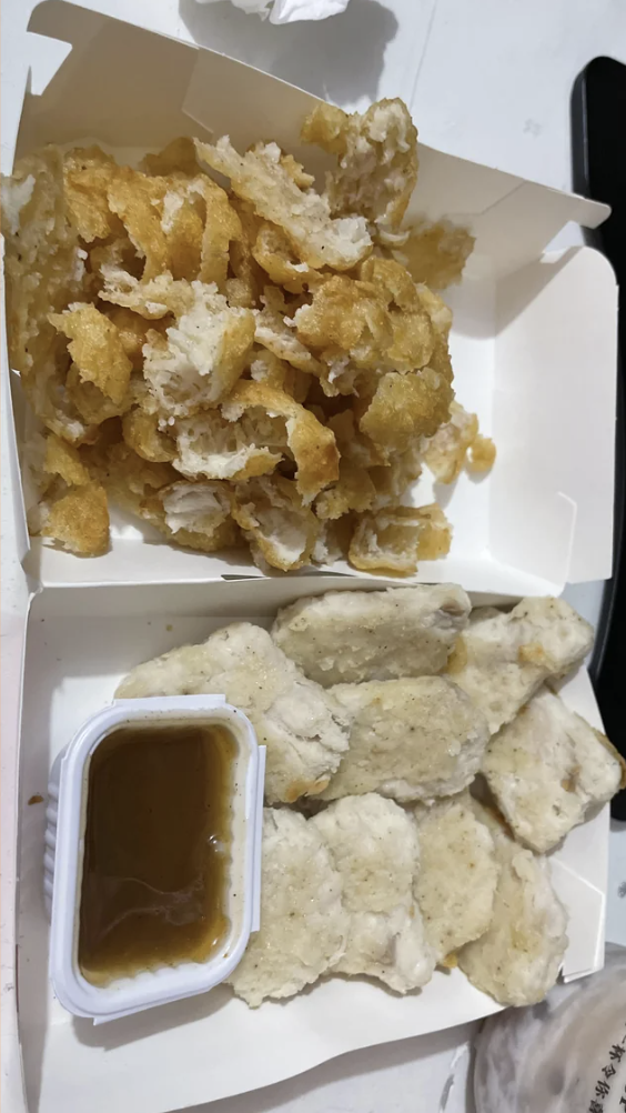 Nuggets with the skin torn off