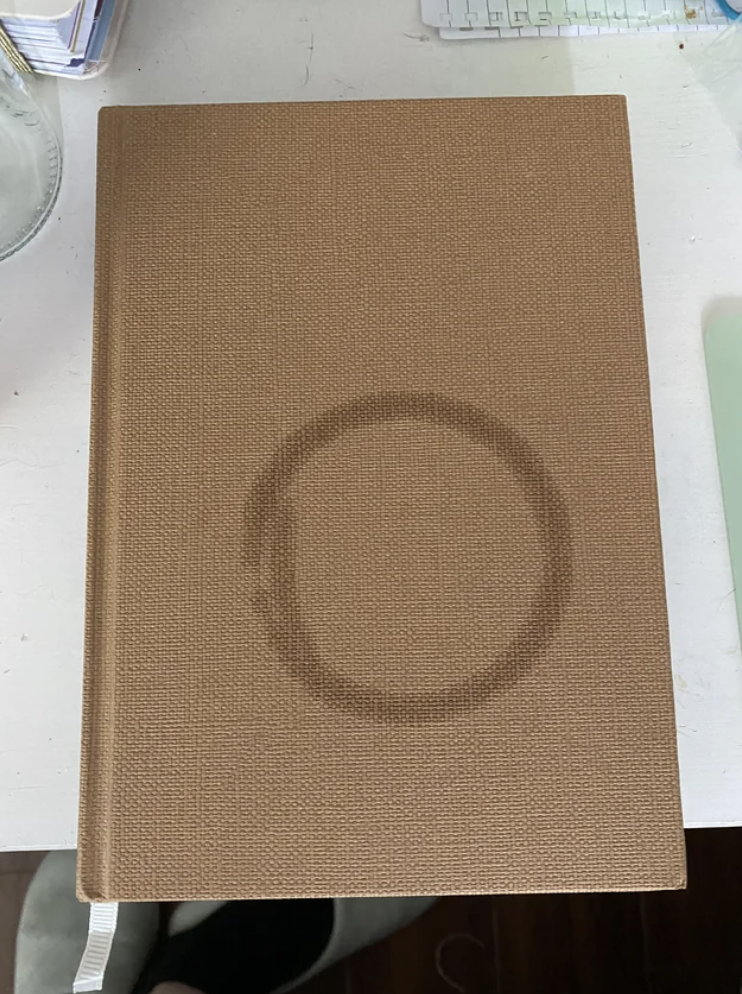 A water ring on a book cover