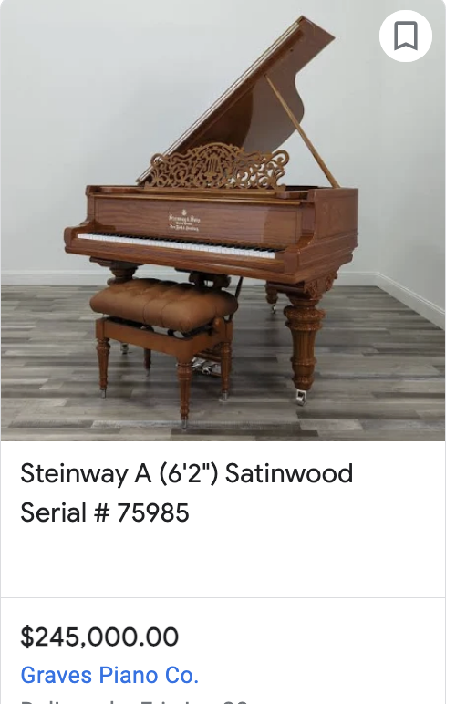 marketplace ad for a steinway piano listed at $245,000