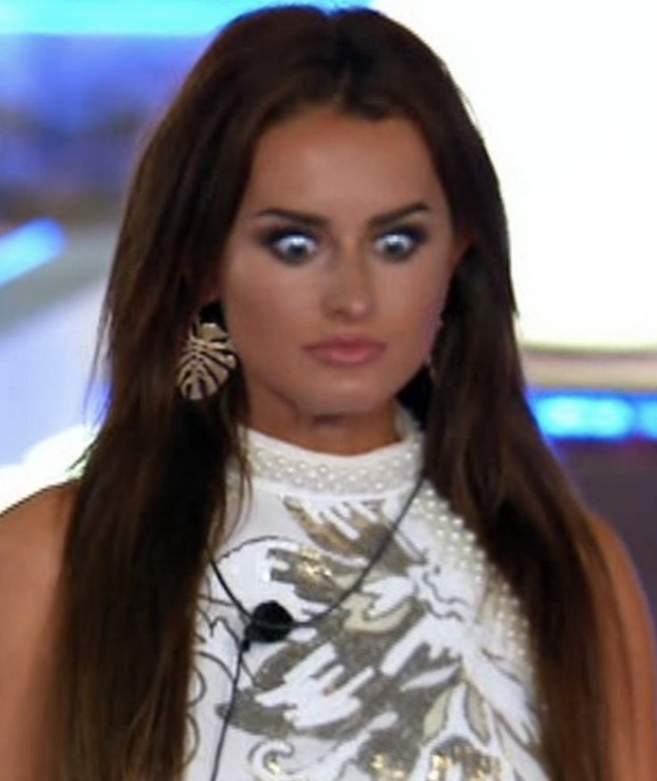 woman with eyes wide open