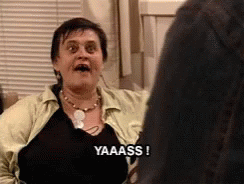 woman yelling, yasss
