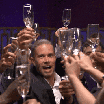 glasses of champagne cheering