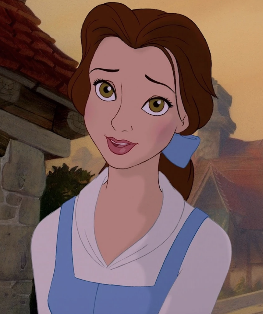Belle in her white and blue outfit