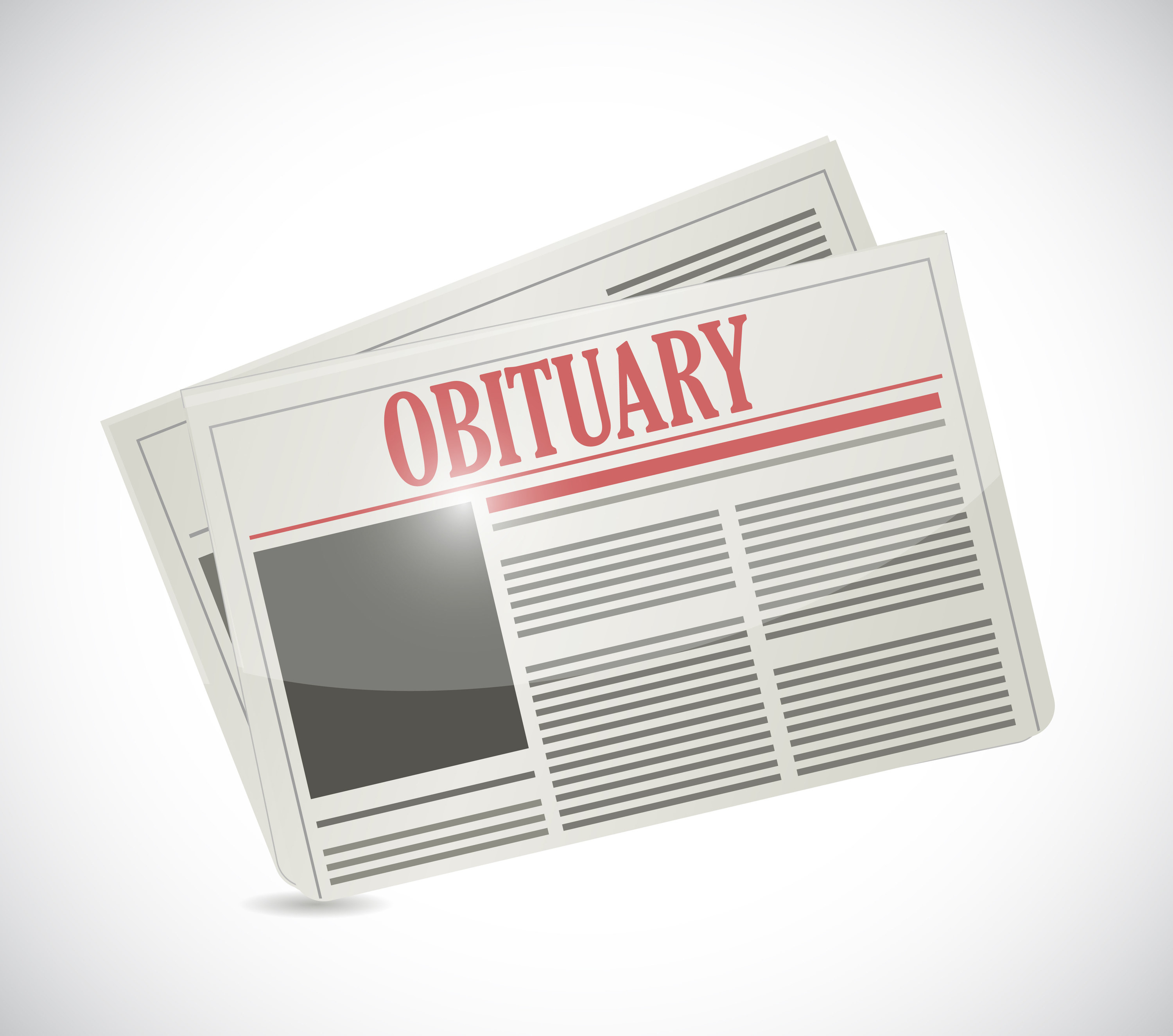 Obituary newspaper section illustration design over a white background