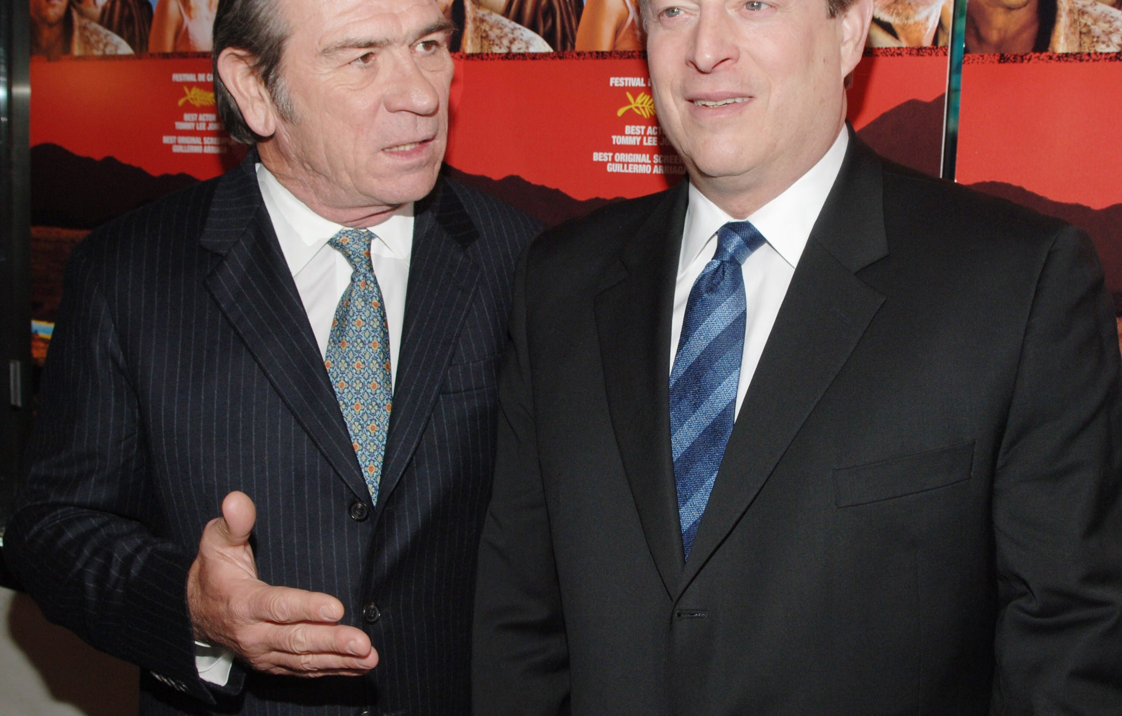 Closeup of Tommy Lee Jones and Al Gore