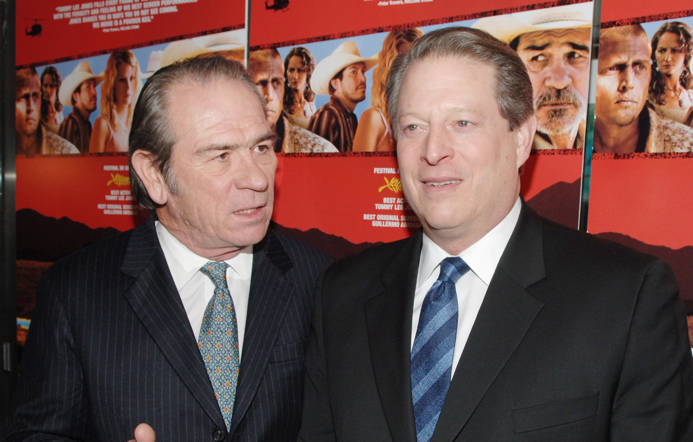 Closeup of Tommy Lee Jones and Al Gore