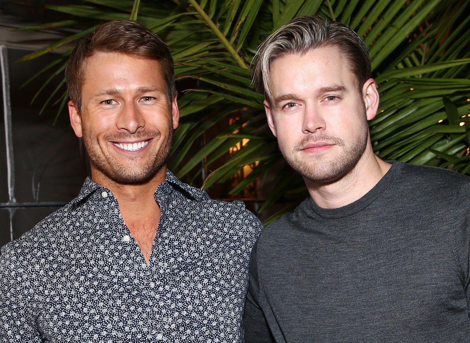Closeup of Glen Powell and Chord Overstreet