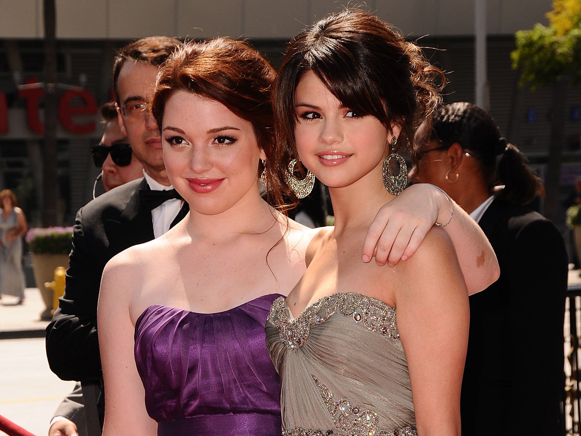 A closeup of Selena and Jennifer