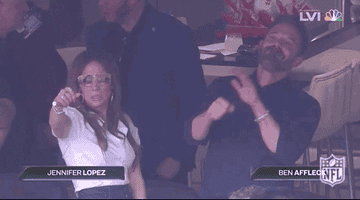 Jennifer Lopez and Ben Affleck dance during Super Bowl LVI