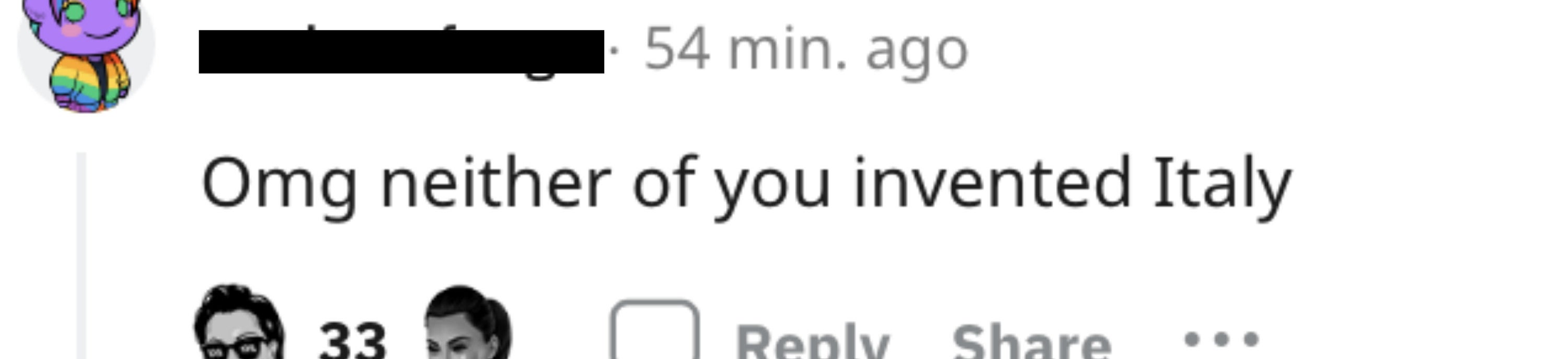 Screenshot of a Reddit comment about the Kardashian feud