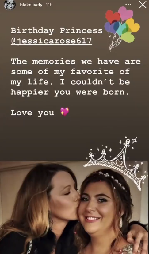 Blake&#x27;s Instagram story calling Jessica a birthday princess and saying she couldn&#x27;t be happier that Jessica was born