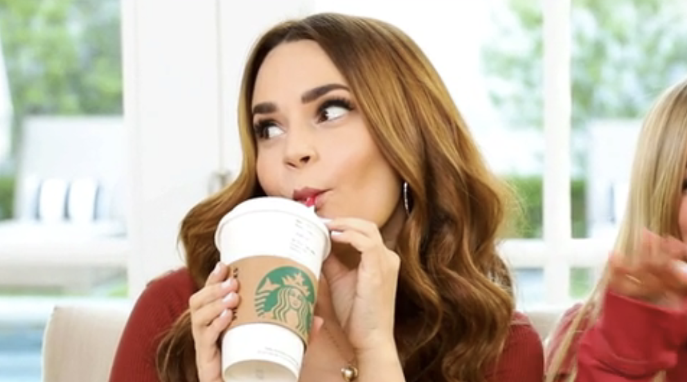 Rosanna Pansino drinks a Starbucks coffee