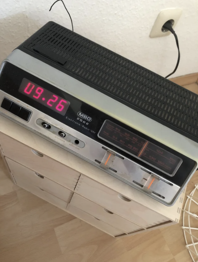 A radio alarm clock
