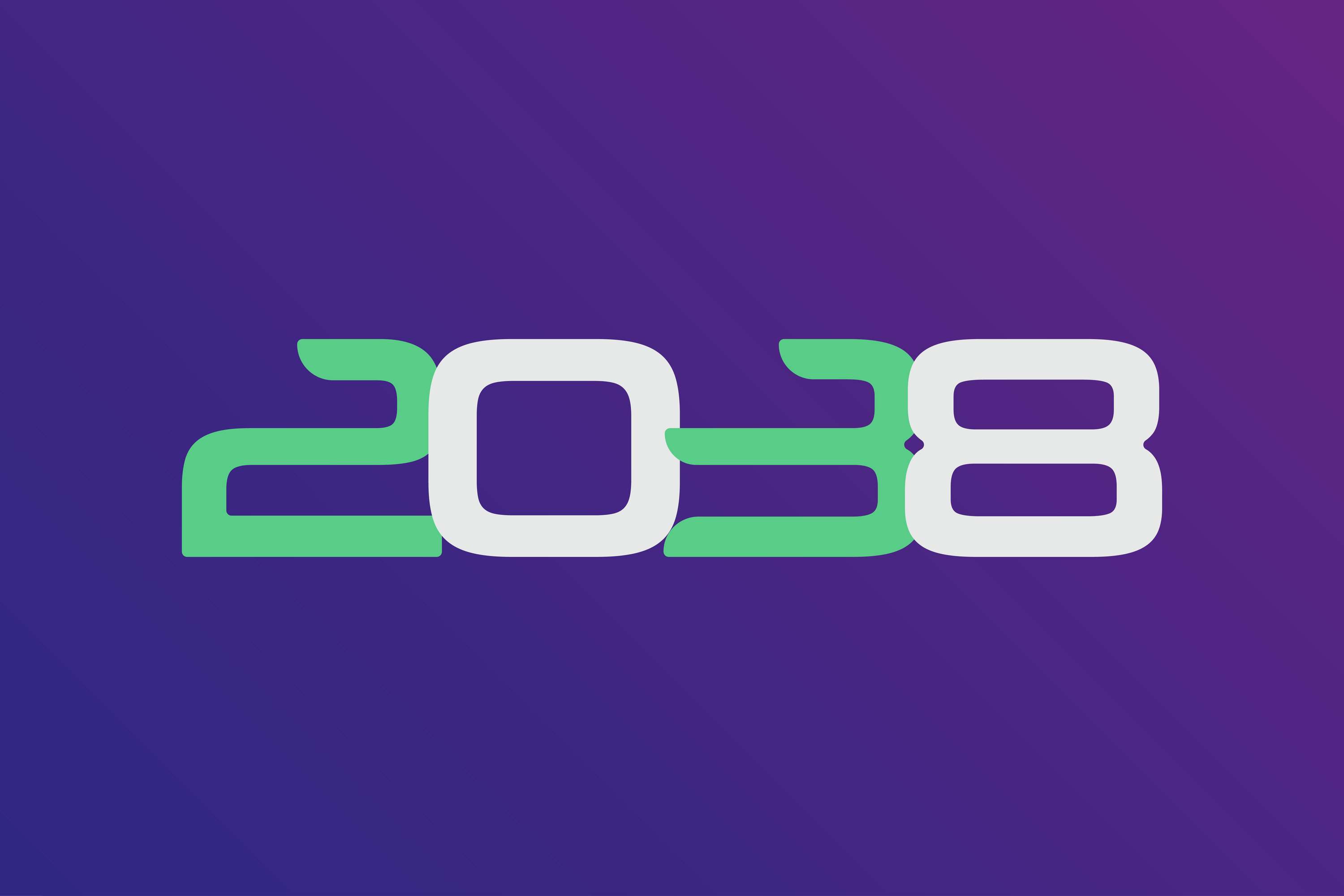 Year 2038 numeric typography text vector design on gradient color background
