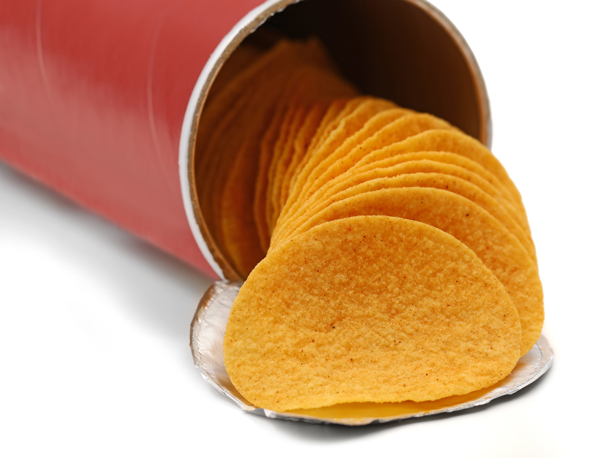 Pringles coming out of a can
