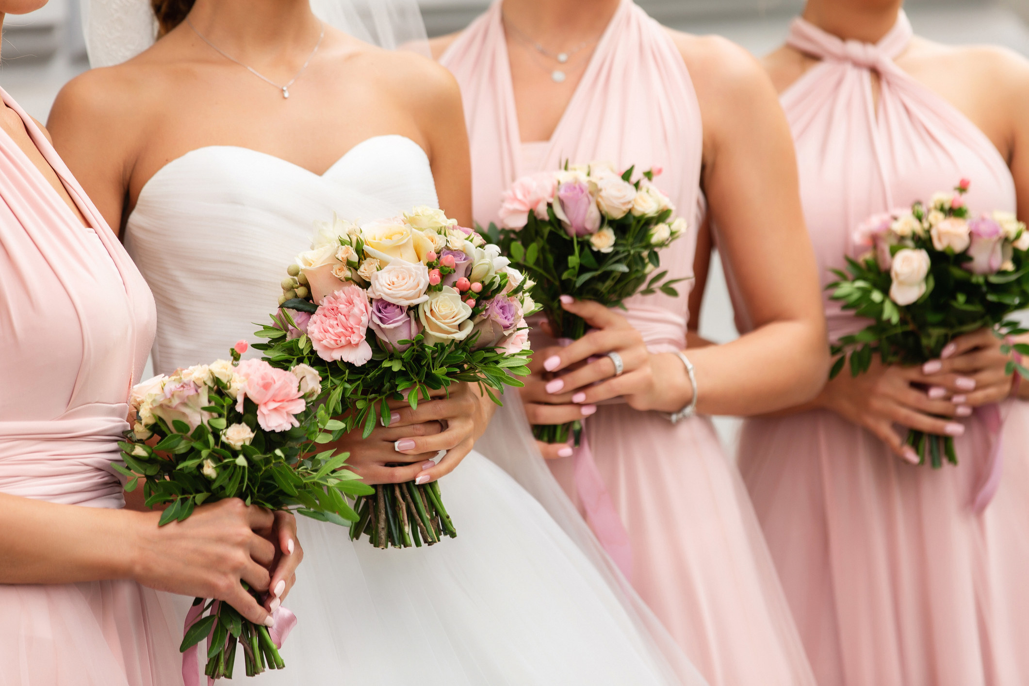 A bride with her bridemaids