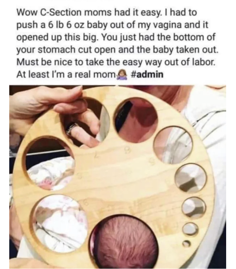 woman saying that c-section women have it so easy