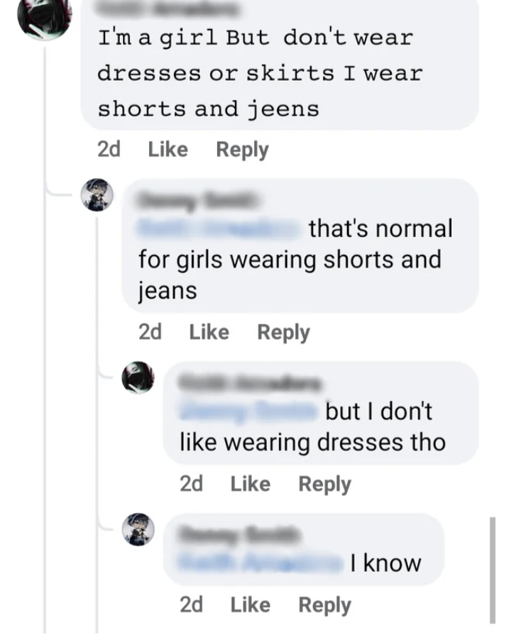 woman saying dresses are necessary