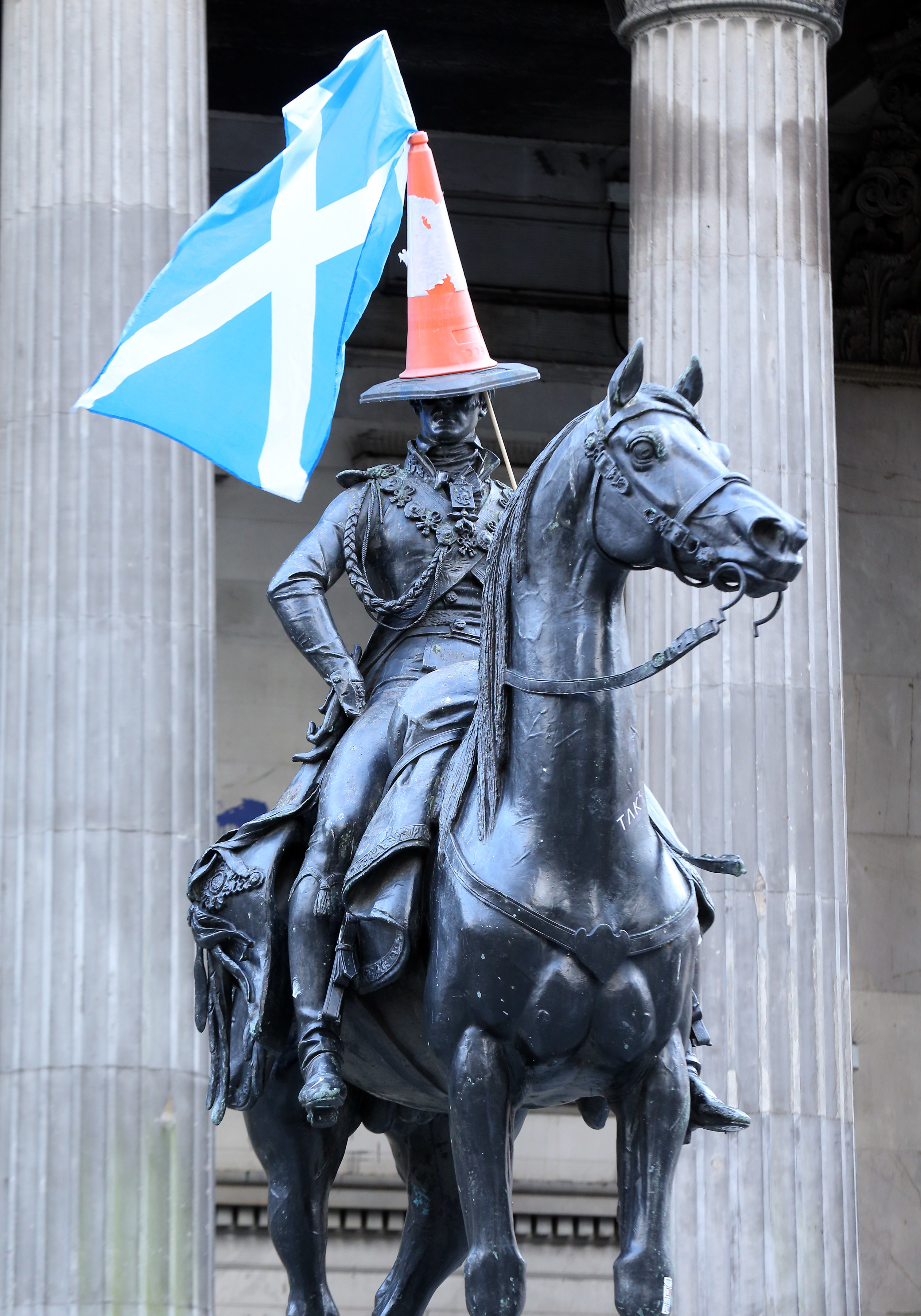 The Equestrian statue of the Duke of Wellington in Glasgow