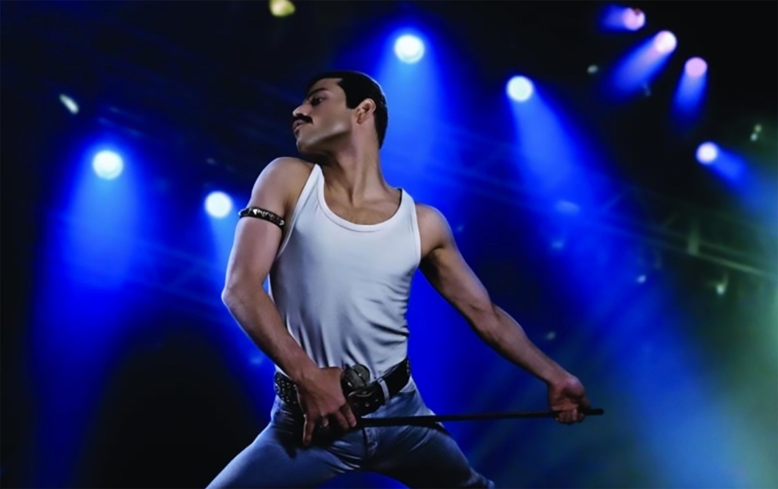 Rami Malek dances in his role as Freddy Mercury