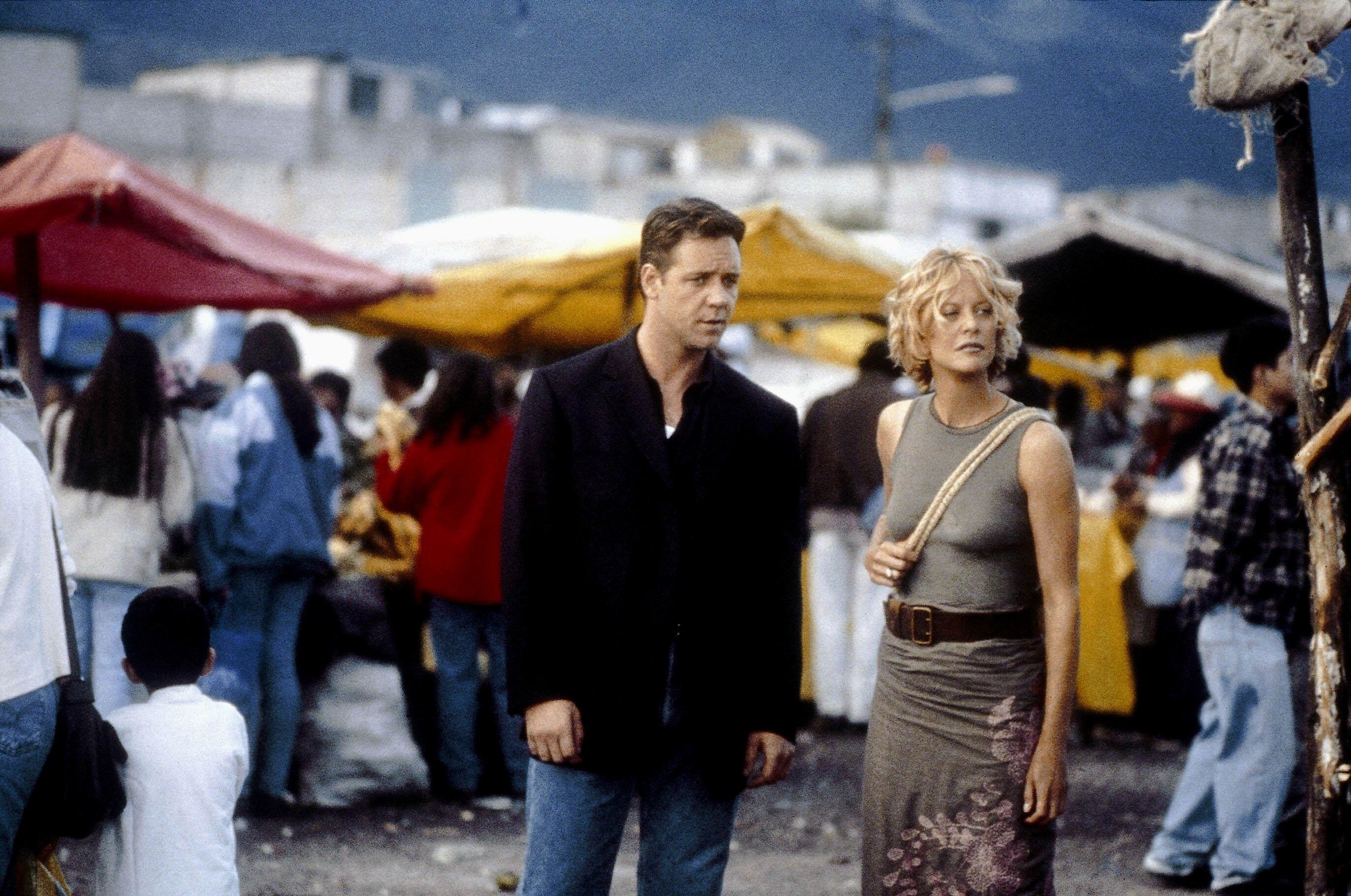 Russell Crowe and Meg Ryan stand out in a crowd