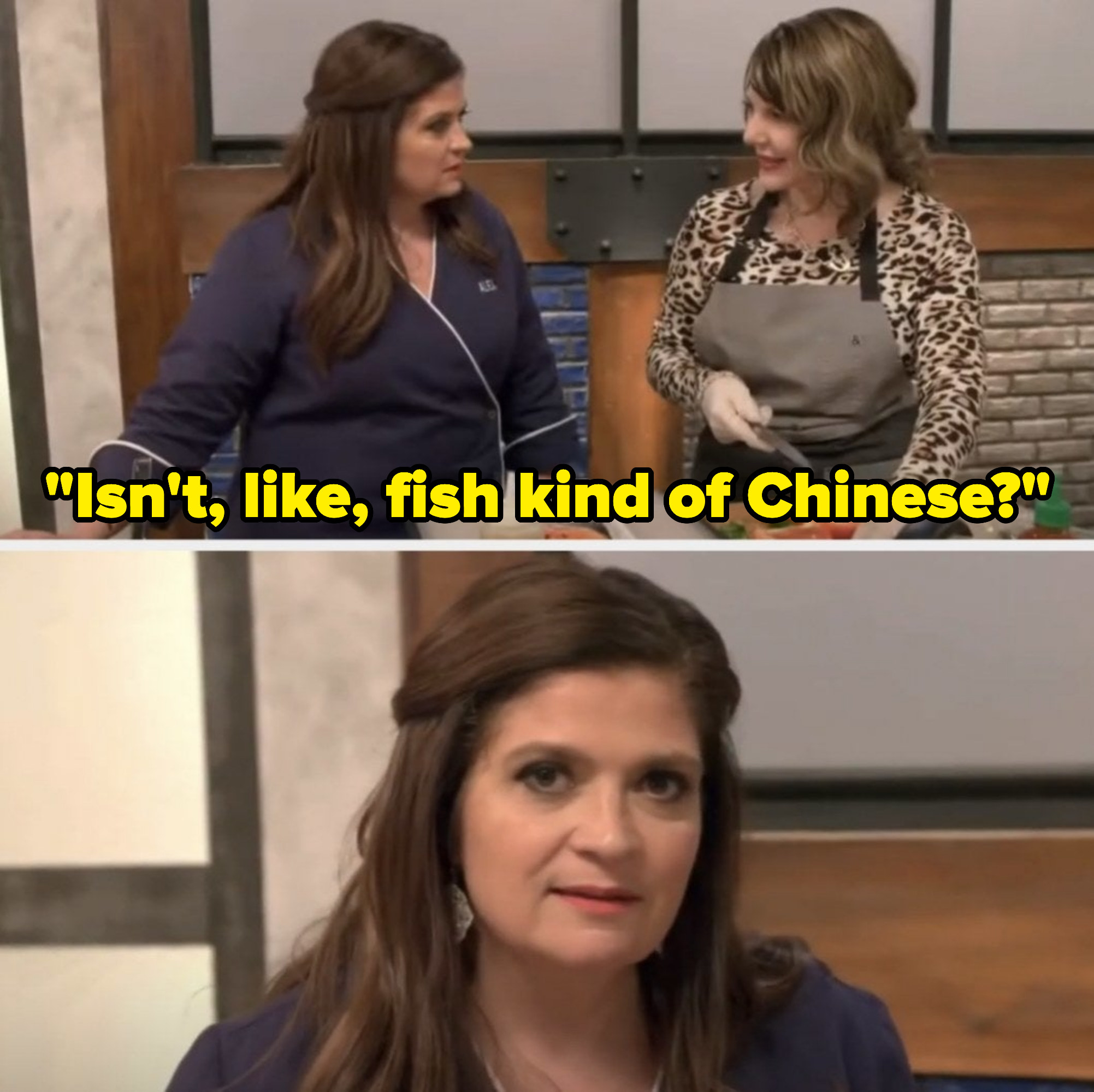 a woman asks if fish is Chinese