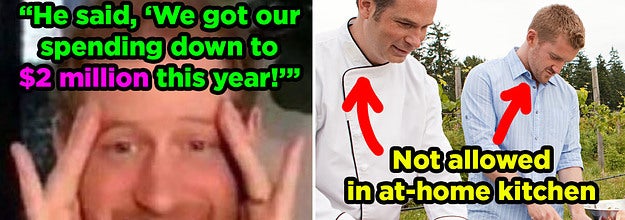 Prince Harry looking shocked, and caterers