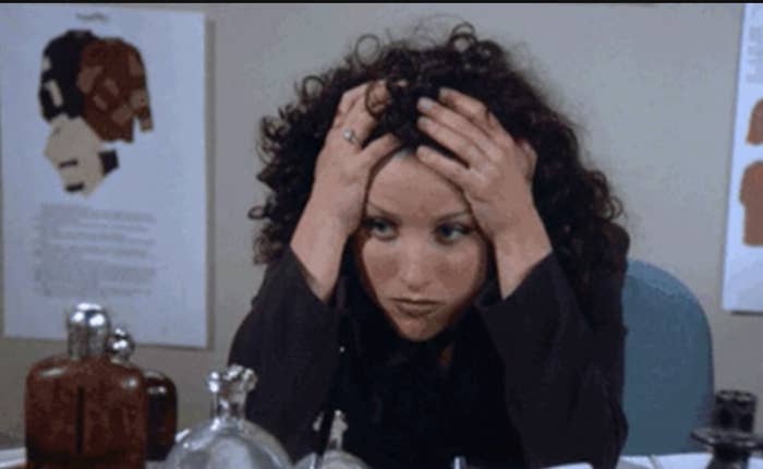 Elaine from Seinfeld looking stressed