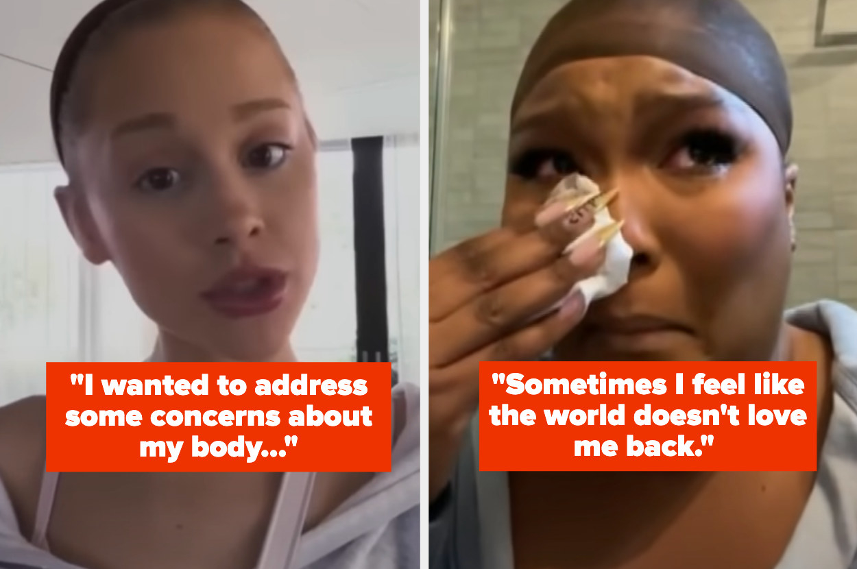 Ariana Grande and Lizzo discussing their weight in social media videos