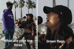 a person asking another person what are your top three green flags