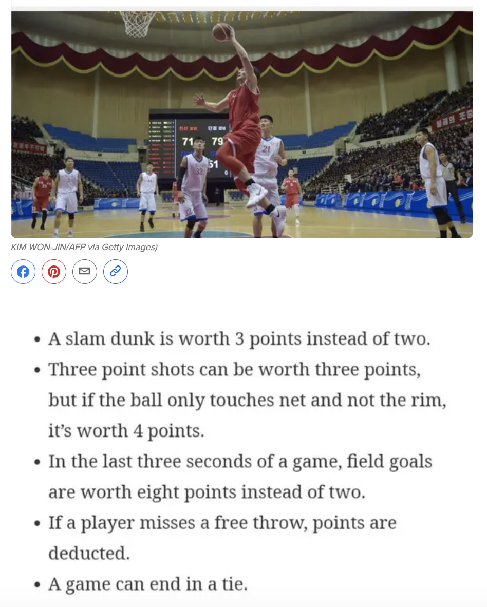 Rules in North Korean basketball