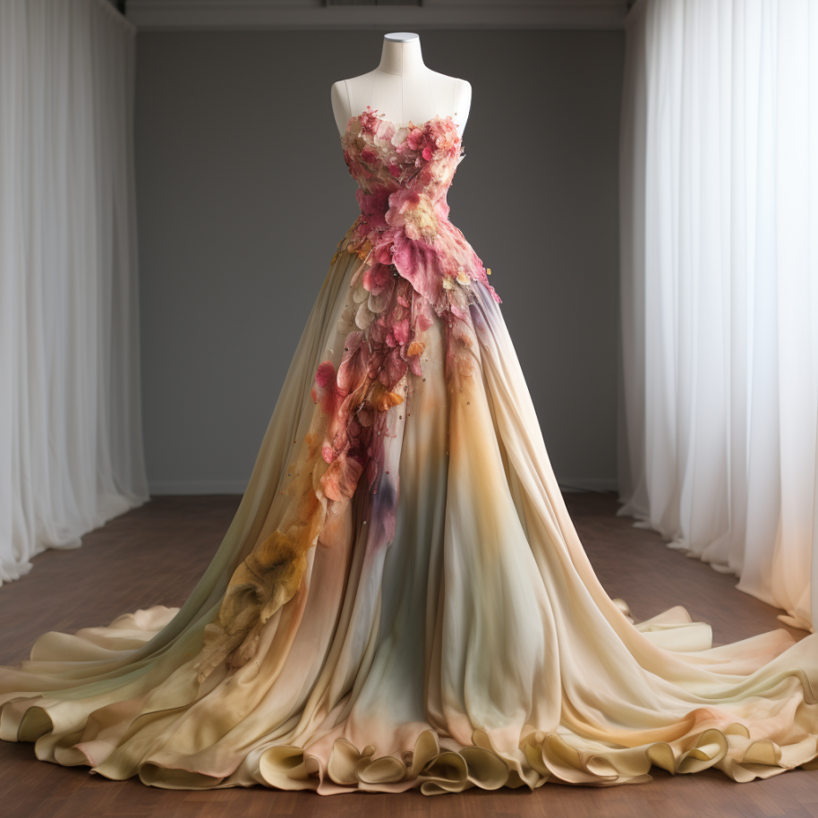 A gown that shifts color from the top to bottom