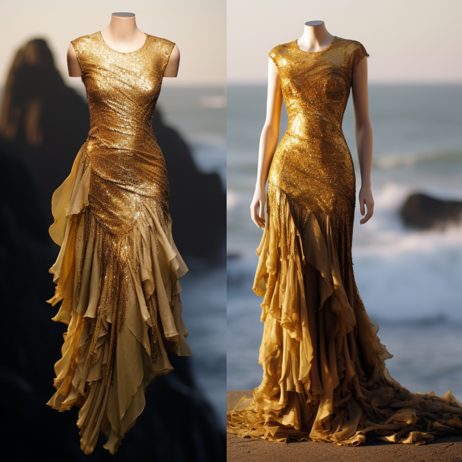 This entire dress glitters as if made out of gold