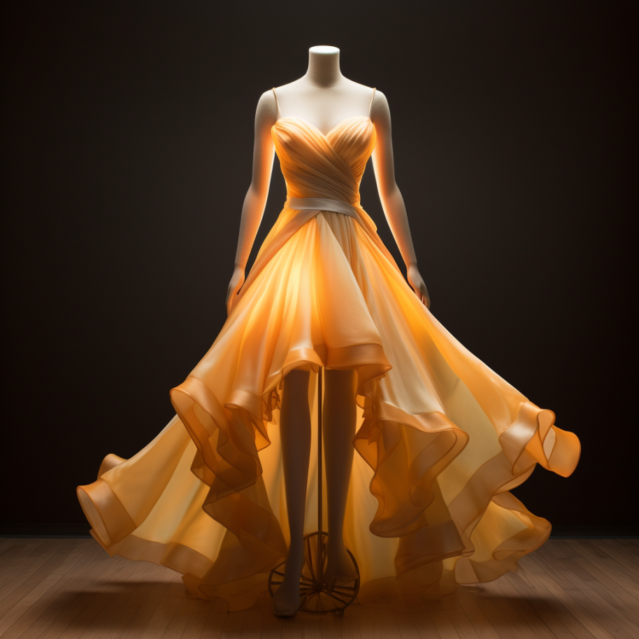 A ruffled dress that shines and resembles sunlight