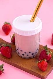 Milky strawberry boba tea