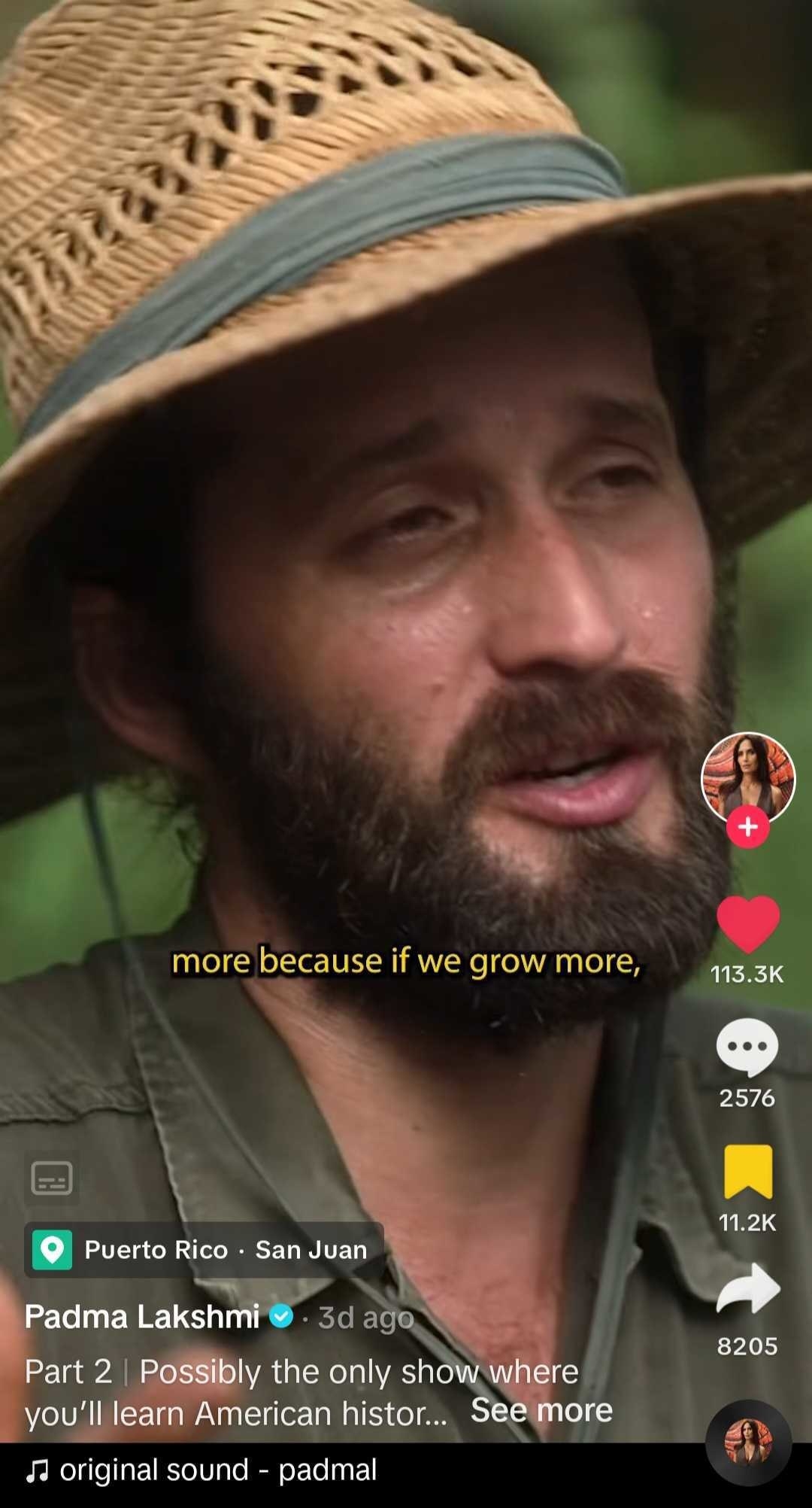 Close-up screenshot of Puerto Rican farmer