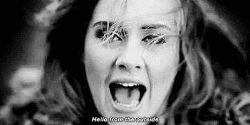 Adele singing &quot;hello from the outside&quot;